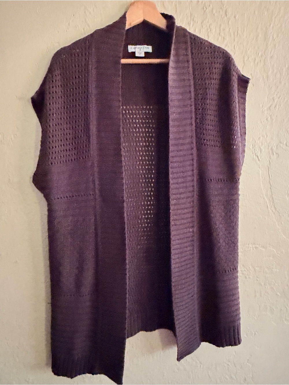 Coldwater Creek Sleeveless Open-Front Knit Vest in Brown